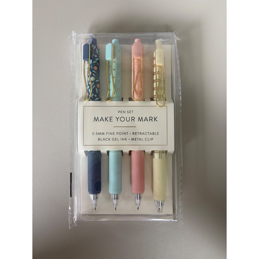 Passionate Penny Pincher Make Your Mark 4pc Retractable Black Gel‎ Pen Set 0.5mm
